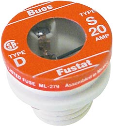 Buss Fustat Dual Element Time Delay Rejection Base Plug Fuse  (4 Pack )  (20 Amp) S-20