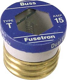 Buss Series T Dual Element Time Delay Plug Fuse  (4 Pack ) (15 Amp) T-15