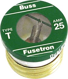 Buss Series T Dual Element Time Delay Plug Fuse  (4 Pack ) (25 Amp) T-25