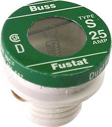 Buss Fustat Dual Element Time Delay Rejection Base Plug Fuse  (4 Pack )  (25 Amp) S-25